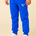 Trendy Tribe Kids’ Royal Blue Track Pants with Elastic Waistband and Racing Flag Logo