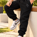 Trendy Tribe Kids’ Black Trouser with Ribbed Cuffs and Signature Tonal Logo