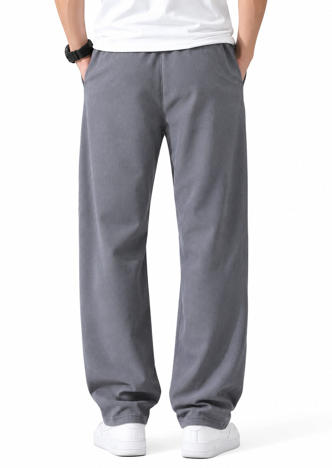 Trendy Tribe Men’s Steel Grey Relaxed-Fit Trousers with Straight-Leg Silhouette
