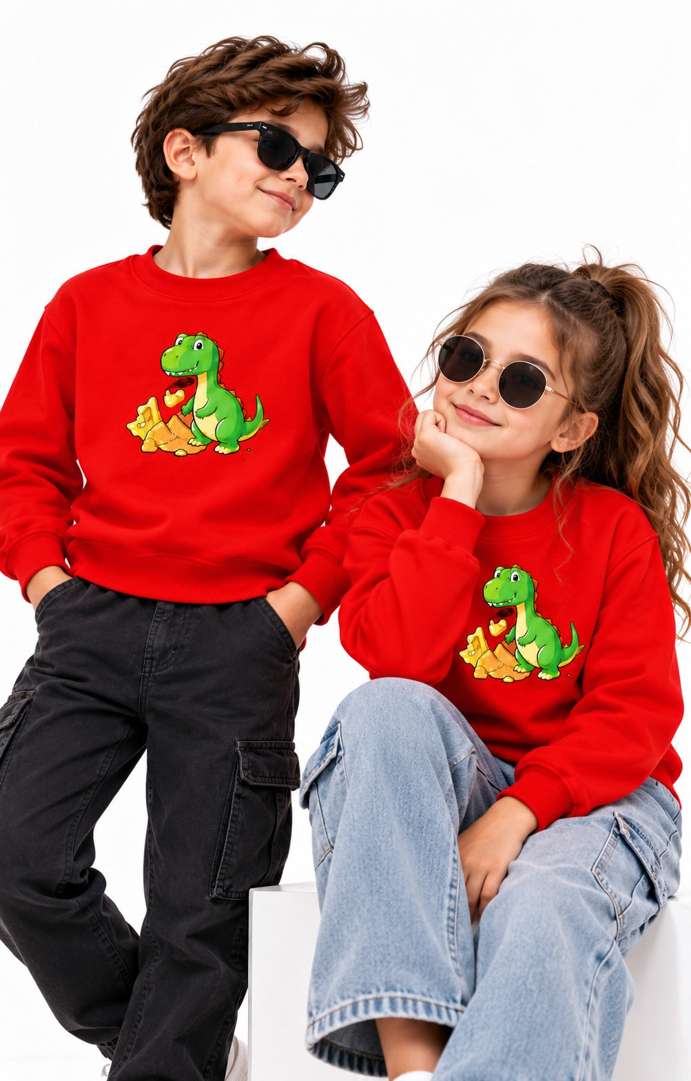 TRENDY TRIBE RED DINO GRAPHIC SWEATSHIRT – KIDS CASUAL COLLECTION