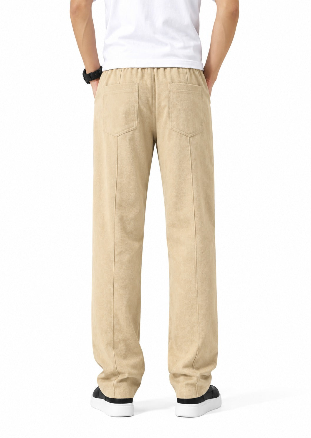 Trendy Tribe Men’s Sand Beige Contemporary Loose-Fit Trousers with Minimalist Streetwear Style