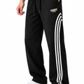 Trendy Tribe Men’s Jet Black Relaxed-Fit Trousers with Signature White Triple-Stripe Accents