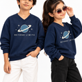 Trendy Tribe Kids’ Navy Blue V-Neck Sweatshirt – Space Graphic Pullover for Boys & Girls