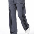 Trendy Tribe Men’s Graphite Grey Relaxed-Fit Trousers with Black Triple-Stripe Side Detailing