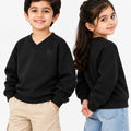 Trendy Tribe Kids’ Black V-Neck Sweatshirt – Classic Pullover for Boys & Girls