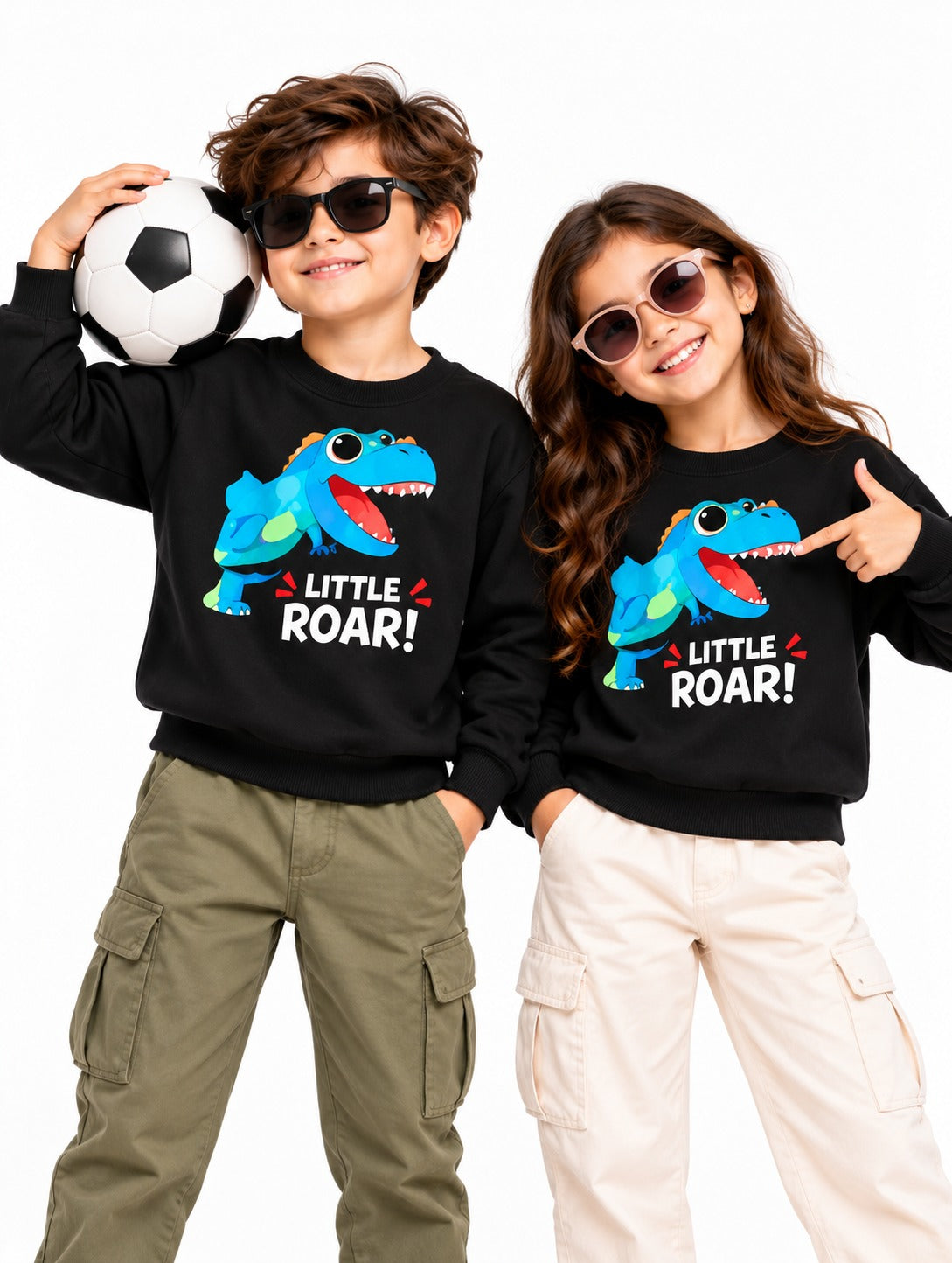 KIDS BLACK DINOSAUR GRAPHIC SWEATSHIRT – UNISEX BOYS & GIRLS