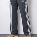 Trendy Tribe Men’s Slate Grey Relaxed-Fit Trousers with Contrasting White Triple-Stripe Detailing