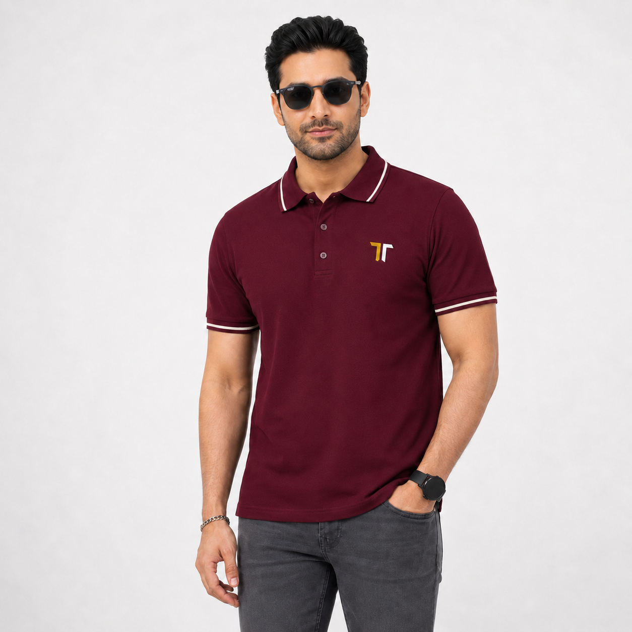 TT Premium Maroon Polo Shirt for Men – Classic Fit Smart Casual Wear