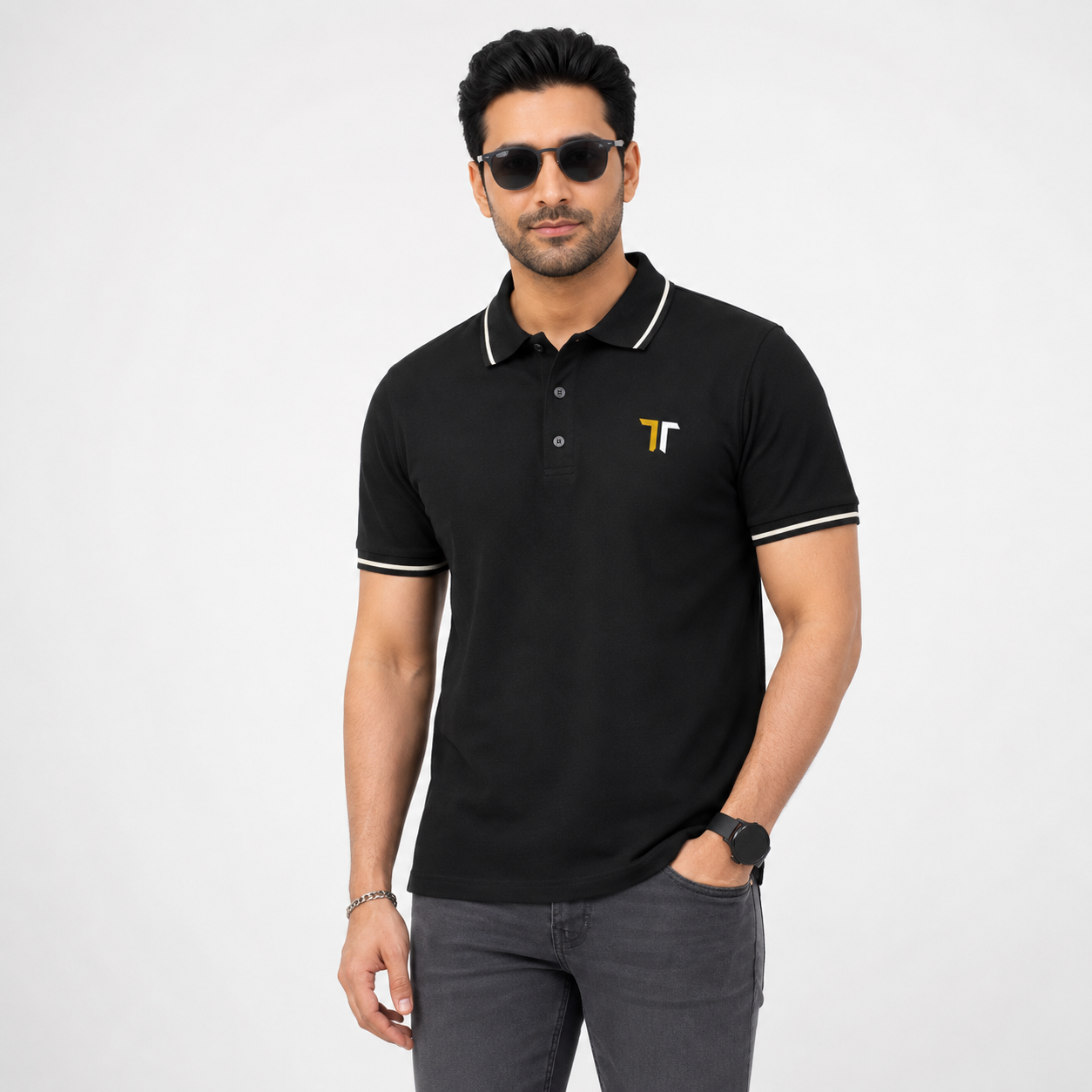 TT Premium Black Polo Shirt for Men | Smart Casual Wear