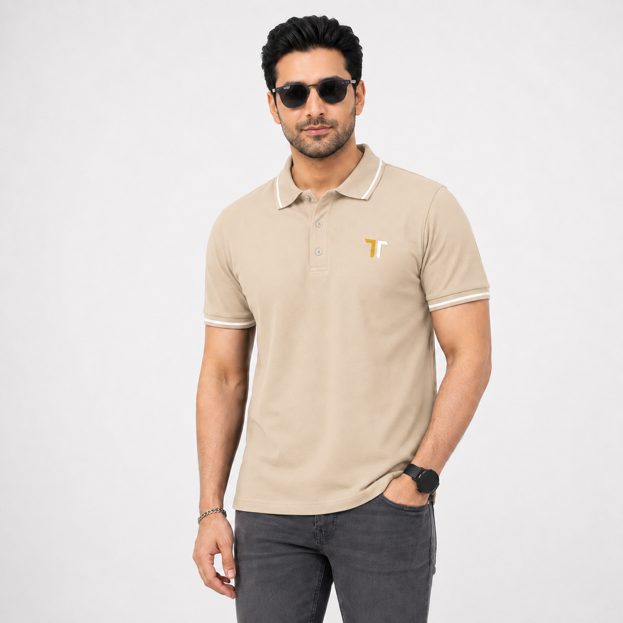 TT Premium Beige Polo Shirt for Men – Classic Fit Smart Casual Wear