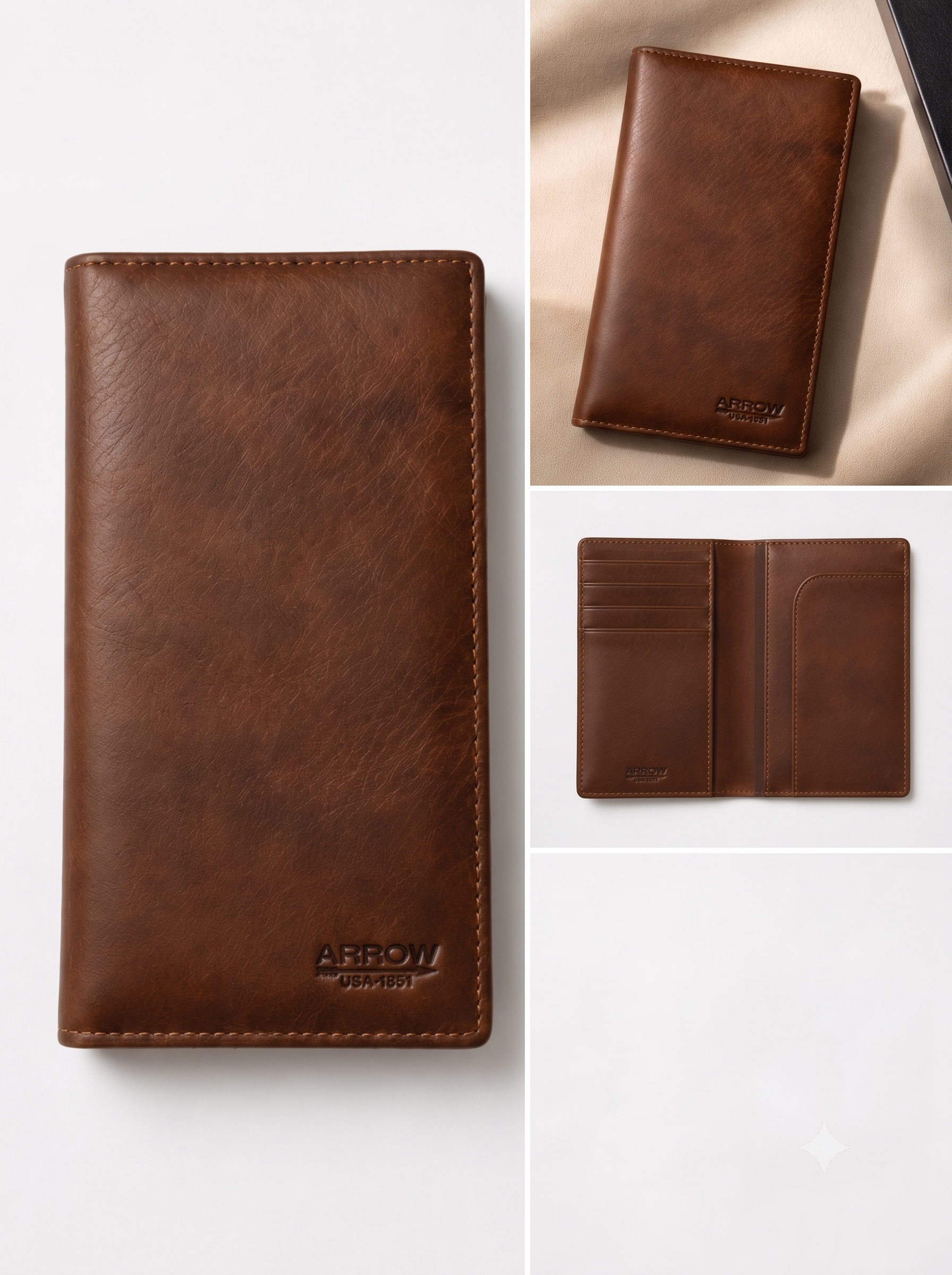 Premium Brown Leather Long Wallet