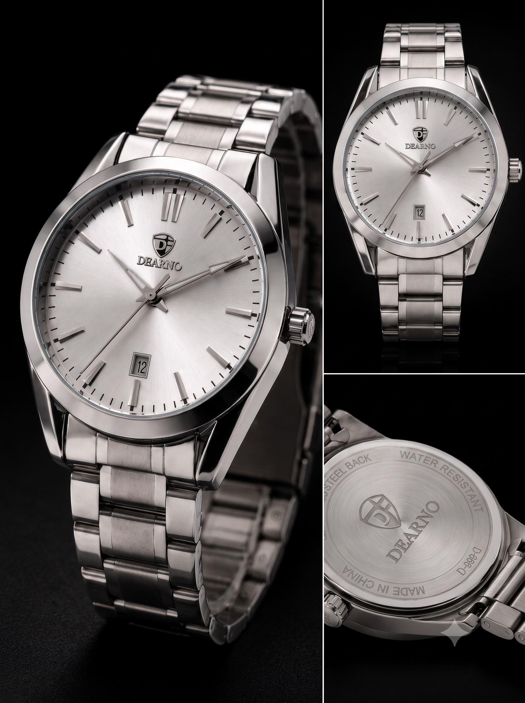 Luxury Silver Stainless Steel Men’s Watch – Premium Analog Quartz Wrist Watch for Men