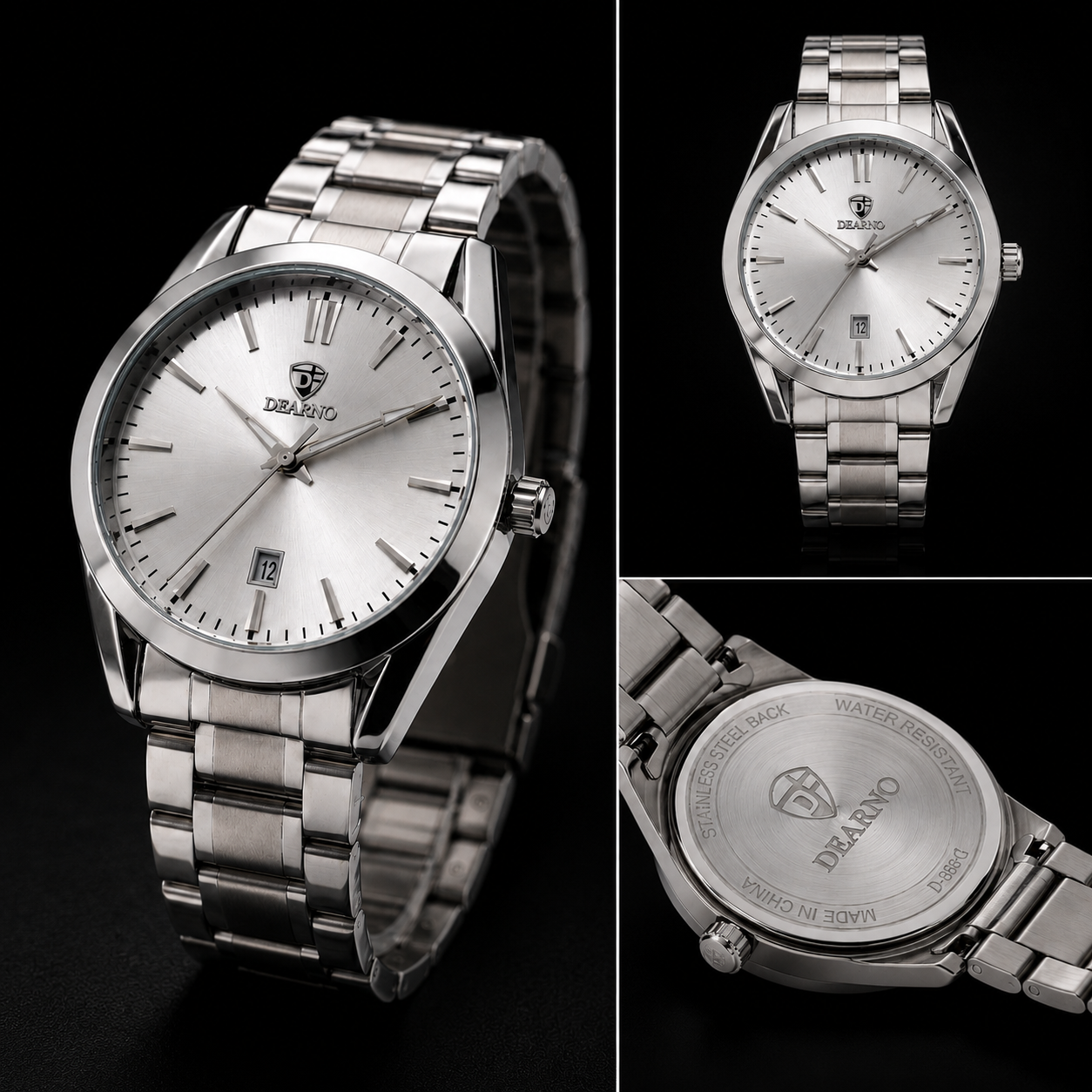 Luxury Silver Stainless Steel Men’s Watch – Premium Analog Quartz Wrist Watch for Men
