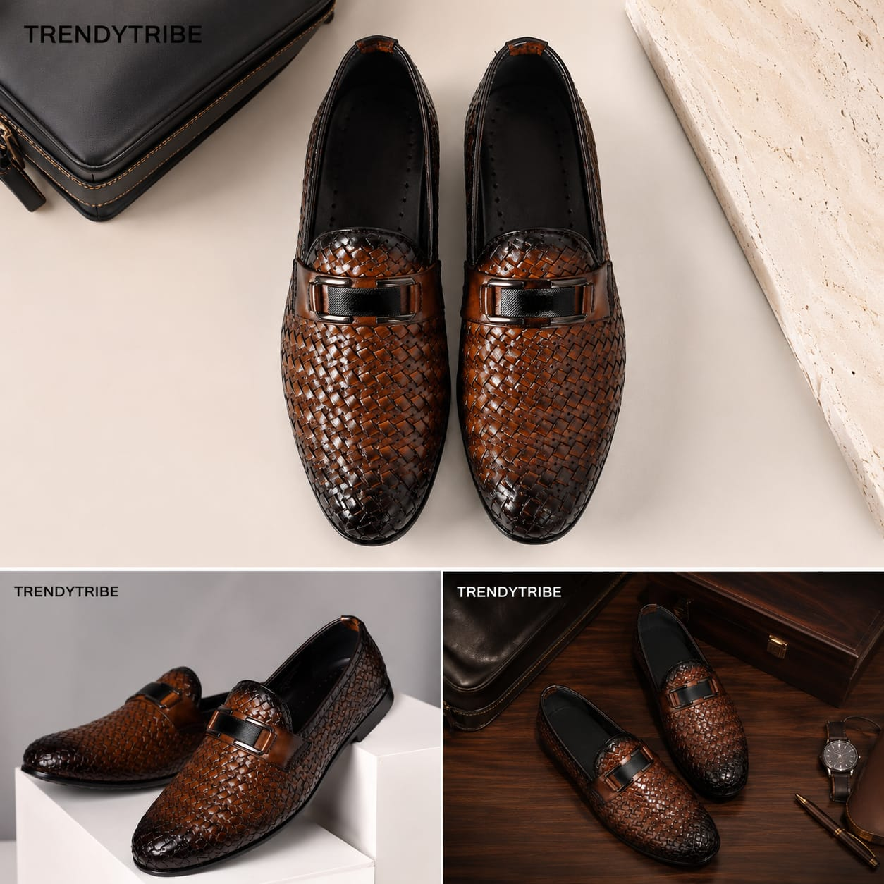 Brown Leather Moccasins for Men-Lightweight Casual Loafers