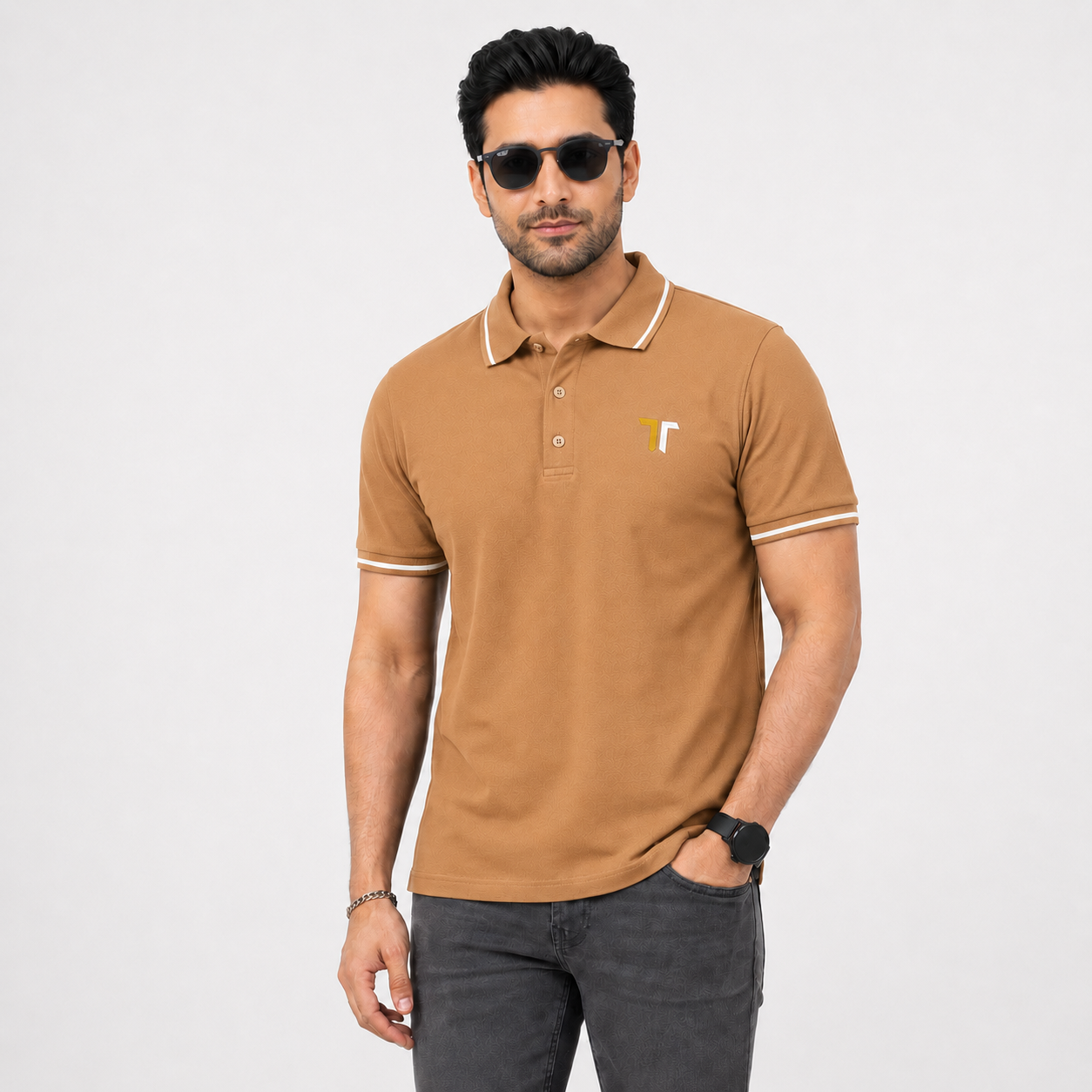 TT Premium Camel Polo Shirt for Men – Classic Fit Smart Casual Wear