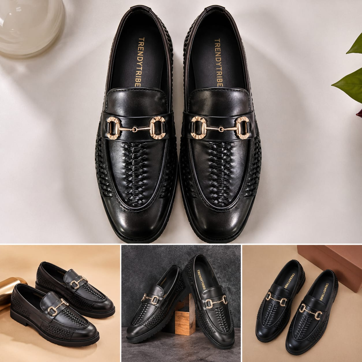 Classic Black Leather Loafers with Metal Buckle – Smart Casual Footwear