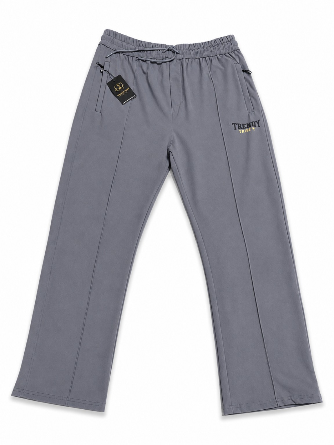 Trendy Tribe grey men’s trouser with drawstring waist and zip pockets