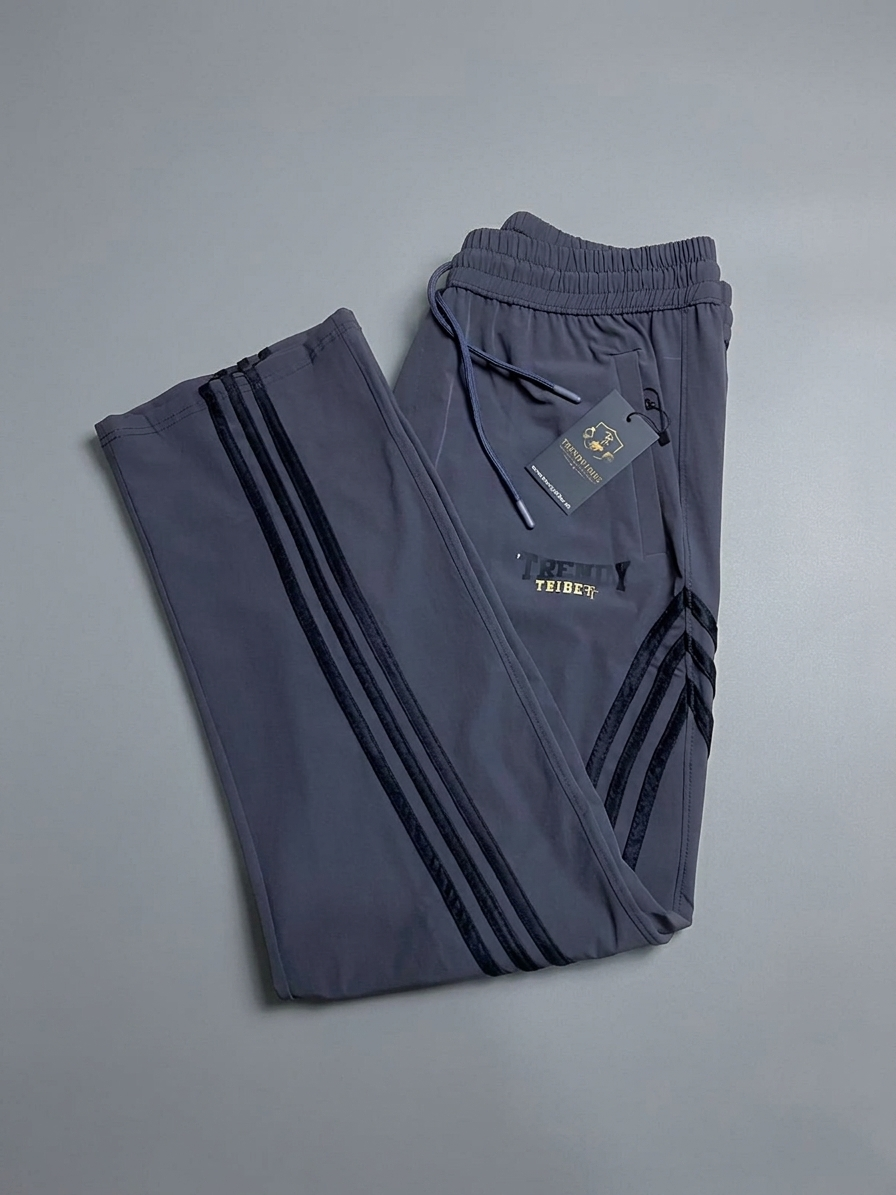Men's Dark Grey Track Trousers with Black Side Stripes